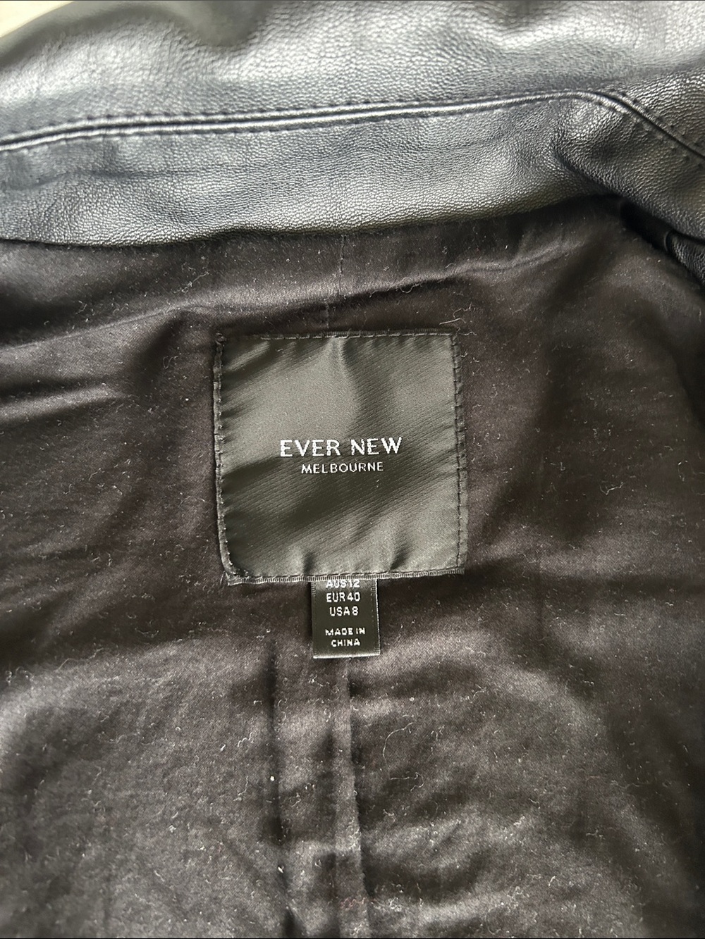 Ever New Black Faux Leather Moto Jacket with Ribbed Side Panels - Picture 3 of 5
